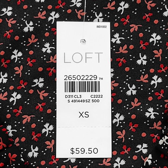 New LOFT Black Floral Dot Ruffle Blouse XS - Picture 6 of 8